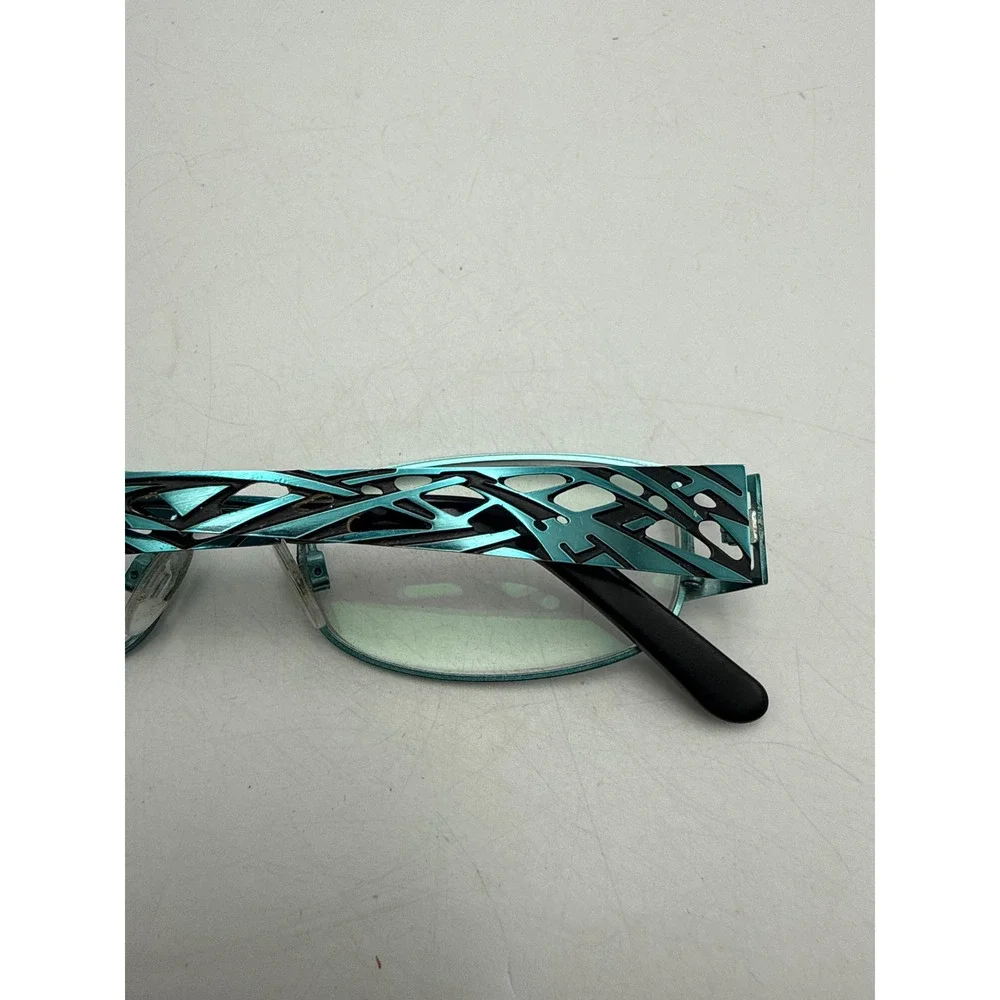 Project Runway PR 105M Eyeglasses Teal Black Filigree Rectangular Frames 135mm